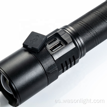 Wason XHP99 Luz de flash más potente USB-C Recargable Lámpara de antorcha de mano táctica de aluminio con zoomable con banco de energía